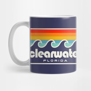 Clearwater Florida Tampa Bay Retro Sunset Waves Mug